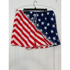 Men's XL American Flag Americana Red White Blue Swim Shorts Trunks Bathing Suit